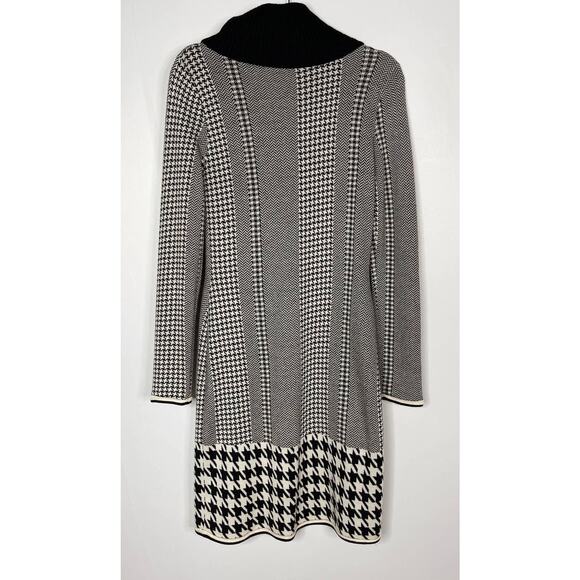 Cut25 by Yigal Azrouel M Black Cream Houndstooth Herringbone Sweater Dress Wool - Picture 2 of 10